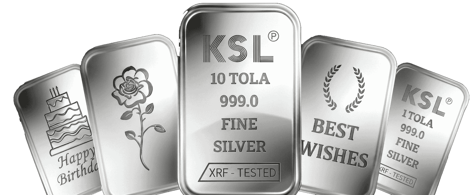 KSL Silver Bars — 10 Tola and 1 Tola, 999.0 Fine Silver, XRF Tested